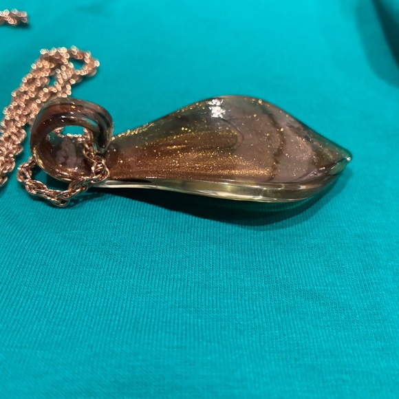 Glass Pendant Necklace w Choker&Chain - Picture 3 of 5